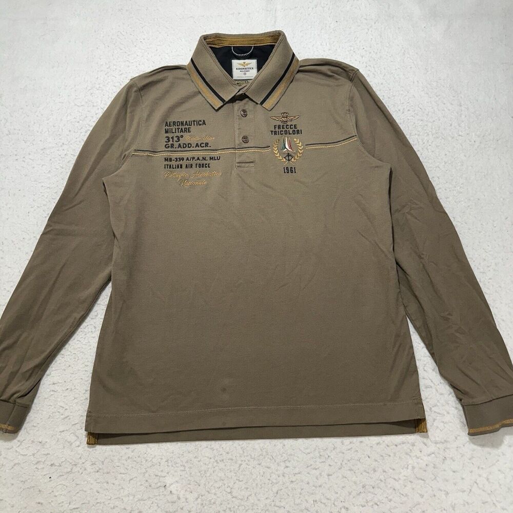 Aeronautica Militare Men's Large Polo Shirt Cristiano Di Thiene Brown Shirt